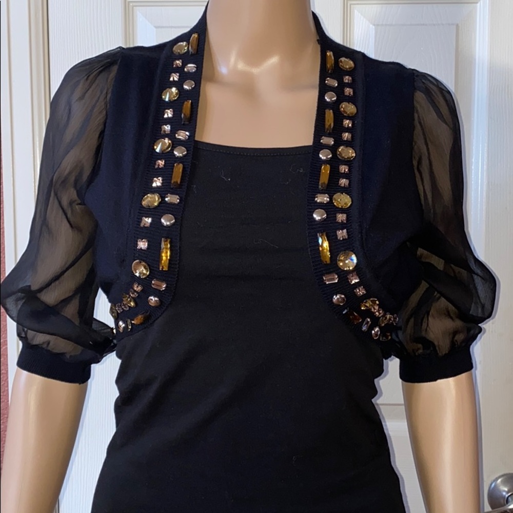 ❤️Beautiful & Unique Jewel Detail Front ChiffonTop